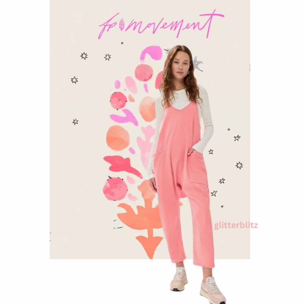 Free People Hot Shot Onesie Jumpsuit 🌷 Pink Tulip Hibiscus - Factory Sealed - Picture 2 of 9